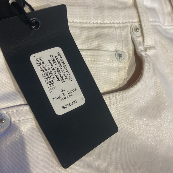RAG & BONE Casey Hight Rise Ankle Flare in Coated White Sz 32 NEW - Picture 4 of 6
